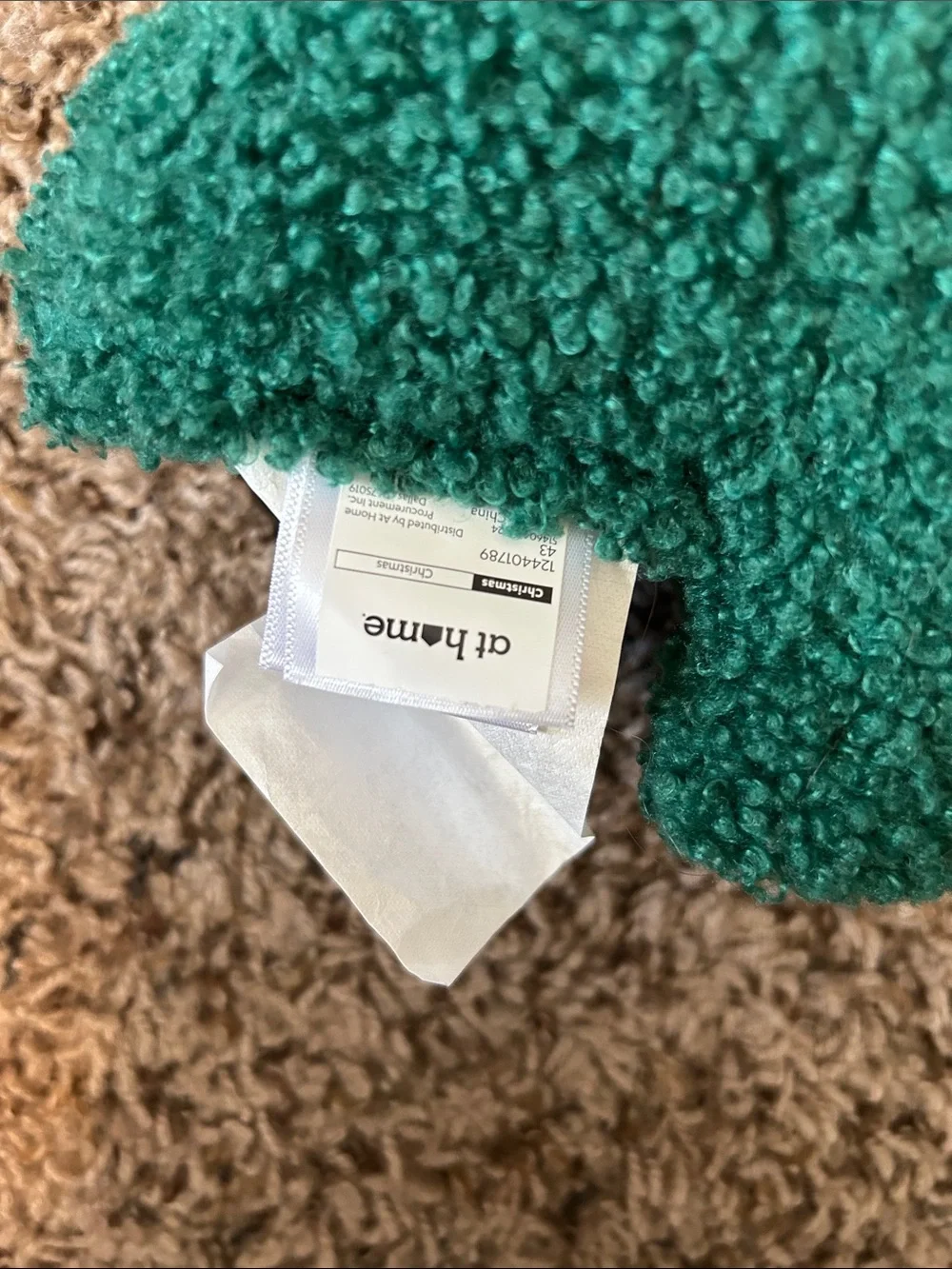 Green Plush Christmas Tree Pillow with Pom-Pom Ornaments